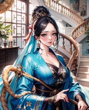 (low cut),(cleavage),(NSFW),black hair,hand touching chest.cleavage squeeze.cleavage.wooden house interior.One of the three girls is wearing revealing clothing.side ponytail,large breasts,hanfu,chinese clothes,upper body drawing,looking at viewer, adorned in stunning ancient traditional Hanfu attire, with intricate patterns and ornate details. Their long hair flows like silk, with one sister sporting a mesmerizing multicolored hime cut. they have natural big breasts. Off the shoulders, low cut,showcasing lush skin. sweat glistening on their faces. shy,blush. A pearl necklace adorns their necks, drawing attention to their radiant green eyes. Masterpiece-quality 8K visuals capture every detail, including the soft pink hue of their cheeks and the luscious texture of their hair. Mesmerizing eyes convey mystery and seduction. Elegant and charming, with a slender figure and full of mystery. Among the three sisters, one looks more mature, sexy, and attractive, one looks younger, and the other looks sick.Among the three sisters, one is wearing red clothes, one is wearing white clothes, and the other is wearing black clothes.realhands,myhanfu,white hanfu,embroidered flower patterns,floral print,anime,girl,sexy,Aino_Minako, score_9_up,score_9,Anime