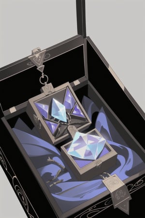 Masterpiece, Incredibly detailed, Magic and fantasy concept art, Professional work, (An ancient crystal amulet, carved with arcane symbols, lies in a velvet box. Its surface radiates a dim light and changes color depending on the time of day. Those who wear it feel a connection to the elements and ancestral energy. But the amulet also hides a dark secret: it grants magical powers in exchange for an unknown price.), Totally white background without any scenery or element, Full Hd, 4K,1guy