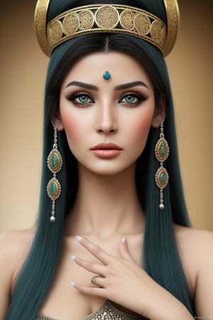 in the persian empire, in the persian imperial age, a beautiful persian,((
persian background))woman,realistic,photo,hyperrealistic, masterpiece,perfect eyes,remote pose
,photorealistic