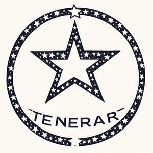 logo_emblem,Helvetica Bold_text:T E N S O R A R T,a pentagram,peace symbol,leaf print