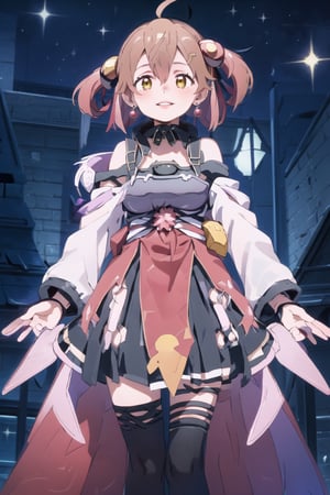((best quality)),  ((highly detailed)),  masterpiece,  ((official art)),   ultra-detailed,1girl, night, dress, breasts, clothing cutout, solo, cleavage cutout, standing, cleavage, smile, , looking at viewer,  sleeveless, bare shoulders, covered navel, jewelry, earrings,  large breasts, red dress, chinese clothes,  black legwear,polearm, brown legwear, off shoulder, pelvic curtain, fur collar, long breasts,, parted lips, long sleeves, side slit, lips, evil smile, evil girl,crazy,dynamic poseeyes,Silica_SAO,edgGesugao,F41Arm0r,SakuraMiko