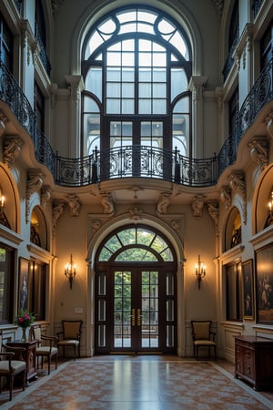 A grand hall in a mansion in FLUXEvue style.