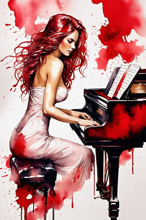 
oil paint, ,style pierre farel style cuba series,1 irish girl, big breasts, long open red hair, dress, cleavage, white skin, formal, red dress, instrument, faceless, , girl is playing 1grand piano, female is very sexy dressed and very senusal, sophie marceau

