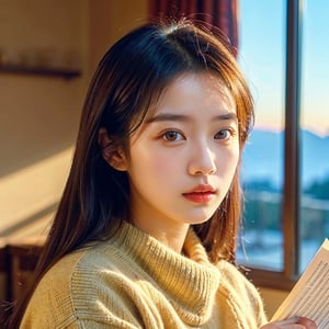 masterpiece, best quality, ultra-detailed,
"A young korean female, studying, green narrow eyes, brown intermediate straight hair", winter clothes, studying at home
highly detailed, dynamic lighting, cinematic, realism, realistic, photo real, sunset, detailed, high contrast, ,Extremely Realistic,photorealistic
