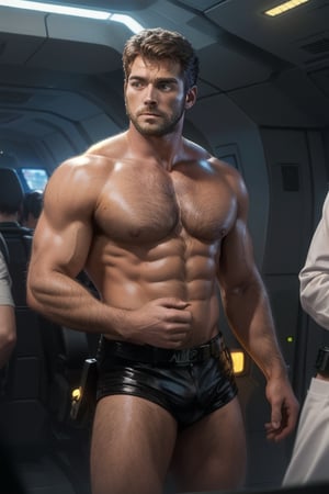 ((male only)), ((natural body hair)), (handsome big eyes), 4k definition, sci-fi movies special effects, film grain, 
"Those two beautiful, nerdy men are negotiating us to safety using the power of math.",(1man),best quality