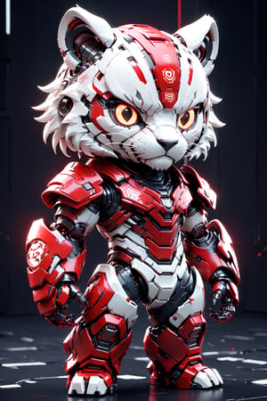 (Masterpiece, Best Quality: 1.5), EpicLogo, white armor, robot, red armor, white face, looking at viewer, tiger style, center view, cute, toned, cinematic still, cyberpunk, full body, cinematic scene, complex Mechanical details, ground shot, 8K resolution, Cinema 4D, Behance HD, polished metal, shiny, data, white background,WEARING HAUTE_COUTURE DESIGNER DRESS,gh3a