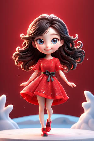 slim beautiful korean girlfriend ,cute face, full body, looking at viewer, close up smile face, blue eyes, beautiful long  hair, black hair ,ice age background ,Ray ban square translate specs ,,wearing sexy red ldress,black colour border ,Ultra HD ice  background,waving good bye