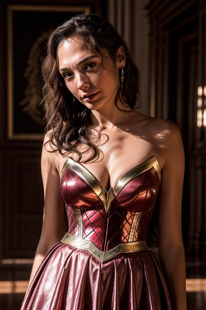 Gal Gadot, pink princess outfit, crinoline dress, crown, in the palace, red lips, adorable, long hair, perfect fingers, perfect nails, lustrous eyes, big breast, cleavage, perfect natural breasts, perfect boobs, ultra detailed face, model figure, full body portrait, first-person view, high quality, very detailed, 8k ultra HD, awake euphoric style, aesthetic portrait, masterpiece, extremely realistic, real photo, photorealistic, sexy pose, nice legs and hot body, striking pose, ,sks woman,Elizabeth olsen ,elizabeth,Scarlet Witch 