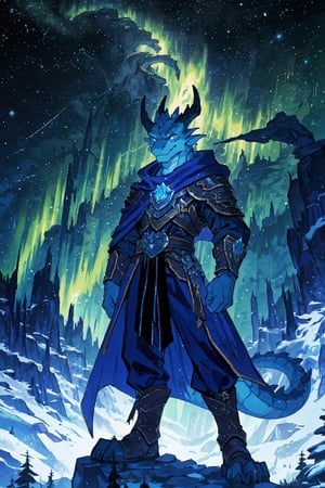 (detailed scales, dragon), solo, male, seductive, perfect eyes, ((seductive pose, sexy pose)), tall, long legs, plantigrade, slim waist, classy, (male anthro dragon)1.3, (fantasy, adventurer, outside, cloak, classy), snow, aurora borealis, diamond blue eyes, gloomy, white and blue theme, (standing)1.3, detailed eyes, horn, (full body portrait)+, (detailed eyes)+, detailed background, 8k hd, (dark shadows, wide dynamic range, hdr, low light)1.2, by Pino Daeni, by dagasi, by foxovh, by Silgiriya Mantsugosi,best quality,SAM YANG, fluffity,cosmic fur, masterpiece, highres,  furry, Furry, long legs, furry, furry,best quality,starry sky,galaxy,CLOUD,arcane style,ASU1,midjourney, anthro,Kemono