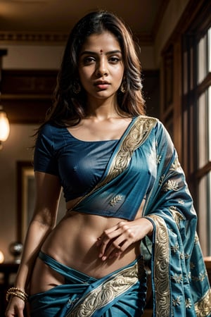 Masterpiece, Best Quality, 1girl, sexy indian (( wearing blue saree )), sexy body, (texture), sexy pose, sexy figure, hyper detailed face, ultra realistic, 8k resolution, hyper detailed, ultra realistic, ultra detailed face, ultra high detailing, realism,photorealistic