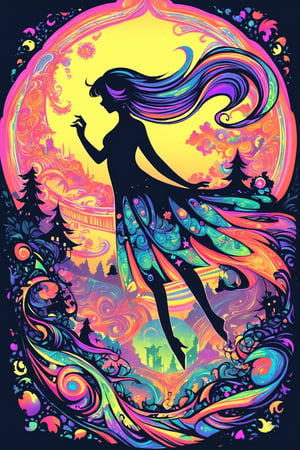 cute, kawaii, visionary art, Psychedelic Colors,
silhouette girl filled with the scene of cityscape, trees, flowers, leaves, vines,
Close-Up, double exposure, dancing,
1girl, chaos, calligraphy,
floating long hair,
BREAK
abstract art, ((simple background)),
retro pop art,  Mandelbrot, Fractals, Zentangles
simple background, kawaii,
masterpiece, best quality, 
