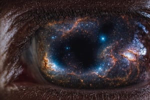 A cluster of galaxies reflected in the close up of the iris of a human eye. Ultra HIgh Resultion highly detailed photo. macro lense, cinematic HDR, aw0k euphoric style, ,aw0k euphoric style,zoya,galaxy00