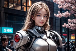 Masterpiece, High quality, 64K, Unity 64K Wallpaper, HDR, Best Quality, RAW, Super Fine Photography, Super High Resolution, Super Detailed, 
Beautiful and Aesthetic, Stunningly beautiful, Perfect proportions, 
1girl, Solo, White skin, Detailed skin, Realistic skin details, 
Futuristic Mecha, Arms Mecha, Dynamic pose, Battle stance, Swaying hair, by FuturEvoLab, 
Dark City Night, Cyberpunk City, Cyberpunk architecture, Future architecture, Fine architecture, Accurate architectural structure, Detailed complex busy background, Gorgeous, Cherry blossoms, ((Depth of field)), 
Sharp focus, Perfect facial features, Pure and pretty, Perfect eyes, Lively eyes, Elegant face, Delicate face, Exquisite face, 