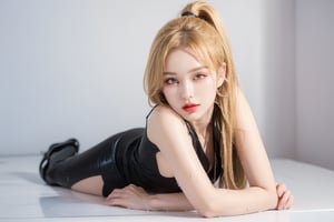 ((32kUltra HDR: 1.5) ,(Actual photo: 1.5), (Top quality, detail, masterpiece: 1.5), (Korea, kpop idol: 1.5) (20 year old beautiful model with healthy and fit body), (Perfect body : 1.3), (Totally cute) (Face: 1.3 ), (Medium blonde hair: 1.3), (Hot, sexy and cute face: 1.3), (Full body), (Model pose), (Underview shot) :1.6 ) , (wet_body: 1.5) , (top: 1.3), (long blond ponytail), (model height 175cm model full body: 1.5), (black high heels), (D-CUP chest open), (center, eye contact, Detailed face,) , (ankle boots, high heel boots, realistic, detailed)),
 ((32kUltra HDR: 1.5)))(((Canon RF85mm f/1.5, highest quality, portrait, 1 female))), (((Korea, kpop 18-year-old idol: 1.5))), (((long blonde ponytail ))), (((female height 175cm model full body))),(((black high heels))),(((ankle boots, high heel boots, realistic, details))),(((D-CUP Chest Open))), (((Center, eye contact, detailed face,))) masterpiece,best quality,ultra-detailed 1girl, solo, looking at viewer, brown hair, dress, brown eyes, outdoors, day, looking back, white dress, lips, graceful posture, (full body portrait), (from below), (legs focus), (beautiful legs), clear and symmetrical dark brown eyes, detailed facial, detailed hair, detailed fabric rendering,idol,beauty,Beauty,Korean,korean,halter bikini, side-tie bikini, white pantyhose