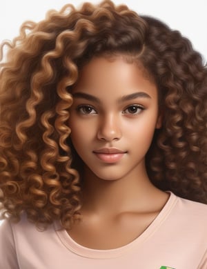 Create a captivating realistic artwork portraying a 16-year-old Brazilian girl. Pay meticulous attention to detail, capturing the caramel skin tone and her tightly coiled, closely-knit curls. The composition should be a close-up of her face, emphasizing the unique texture of her hair and the rich features of her complexion. Employ a realistic style to convey the subtleties of her expression, ensuring a lifelike and expressive representation.

