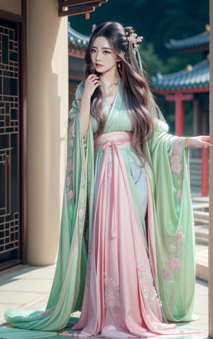 best quality, masterpiece, beautiful and aesthetic, 16K, The splendid ancient Chinese palace architecture, big blue moon, dark night, snow blowing, 1 girl, halo, shining bracelet, (beautiful hanfu, white, pink, Hanfu with many embroideries,), The sleeves and skirt of Hanfu flutter in the wind, solo, {beautiful and detailed eyes}, melancholy expression, natural and soft light, delicate facial features, vearrings, Gorgeous necklace, ((sexy pose)), Glamor body type, (white hair,),  beehive, bun,very long hair, hair past hip, curly hair, flim grain, realhands, masterpiece, Best Quality, photorealistic, ultra-detailed, finely detailed, high resolution, perfect dynamic composition, beautiful detailed eyes, eye smile, ((nervous, embarrassed)), sharp focus, full body, sexy pose, KKK3