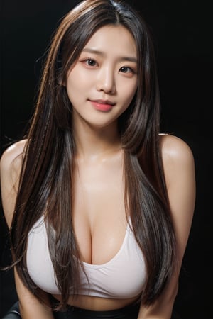 4k,best quality,masterpiece,20yo 1girl,alluring smile, yoga pant, photography, realistic, photo
Taiwanese
(Beautiful and detailed eyes),
Detailed face, detailed eyes, double eyelids ,thin face, real hands,  ((long straight hair with long locks:1.2)), black hair, black background,


real person, color splash style photo,
