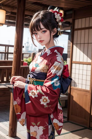 absurdres, highres, ultra detailed, (1girl:1.3),  BREAK ,kimono,happy new year,jinjya