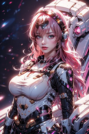 a girl, thunder yellow jacket, tight suit,Space helm of the 1960s,and the anime series G Force of the 1980s,Darf Punk wlop glossy skin, ultrarealistic sweet girl, space helm 60s, holographic, holographic texture, the style of wlop, space,
