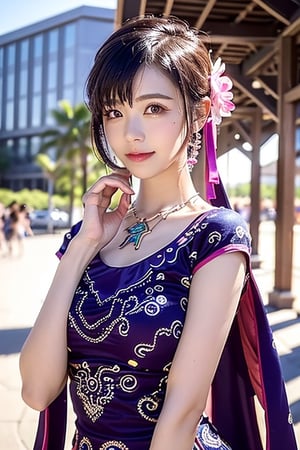 A full body photo of beautiful Chinese girl with a realistic Asian skin colour. There are a few small spots or small moles or small warts scattered on the skin of the body. The big chest is very concentrated and firm. She has light makeup on her face, smiles, and has bright eyes. Nice hands, perfect hands, perfect fingers, eyes looking into the camera, random hairstyles and hair accessories, random photo poses, random face shapes, random clothing colours, random background matching, real photo quality, depth of field, clear background, backlight, 32K resolution,ShiningSpiritTifaCosplayLora