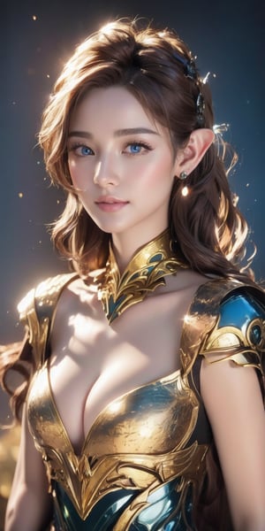 A full body photo of beautiful sexy elf with a realistic Asian skin colour. There are a few small spots or small moles or small warts scattered on the skin of the body. The big breast is very concentrated and firm. She has light makeup on her face, smiles, and has bright eyes. Nice hands, perfect hands, perfect fingers, eyes looking into the camera, random hairstyles and hair accessories, random photo poses, random face shapes, random background field matching with sakura flowing, ultra realitic photo quality, depth of field, clear background, backlight, 32K resolution, BOTTOM VIEW, Dark Elf, ultra light blue eyes, brown mix light gold of hair colour, wearing sexy battle suit, long sharp ear, carry a archer bow on hand