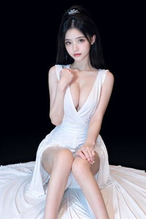 A full body photo of beautiful Chinese girl with a realistic Asian yellow skin colour. There are a few small spots or small moles or small warts scattered on the skin of the body. The big chest is very concentrated and firm. She has light makeup on her face, smiles, and has bright eyes. Nice hands, perfect hands, perfect fingers, eyes looking into the camera, random hairstyles and hair accessories, random photo poses, random face shapes, random clothing colours, random background matching, real photo quality, depth of field, clear background, backlight, 32K resolution
