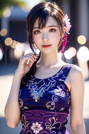 A full body photo of beautiful Chinese girl with a realistic Asian skin colour. There are a few small spots or small moles or small warts scattered on the skin of the body. The big chest is very concentrated and firm. She has light makeup on her face, smiles, and has bright eyes. Nice hands, perfect hands, perfect fingers, eyes looking into the camera, random hairstyles and hair accessories, random photo poses, random face shapes, random clothing colours, random background matching, real photo quality, depth of field, clear background, backlight, 32K resolution,ShiningSpiritTifaCosplayLora