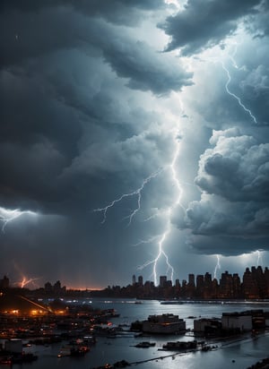 photo of big thunder storm over ((in new york,)) lightning thunders, ((covered in electricity)), unleashing a powerful lightning attack, lightning bolts surging throughout  lora:locon_conceptlightning_v1_from_v1_64_32:1, lghtnngprsn, natural lighting,  by Henri Cartier-Bressoncinematic, intricate details, 32K, UHD, HDR, ultra-realism, action background (heavy damage and debris), ultra-detailed, 32k, intricate, cinematic composition, IMAX, stunning image, trending, amazing art, cinematic color grade, dramatic lighting(lightning), electrical surges, covered in electricity,lghtnngprsn,lightning,storm