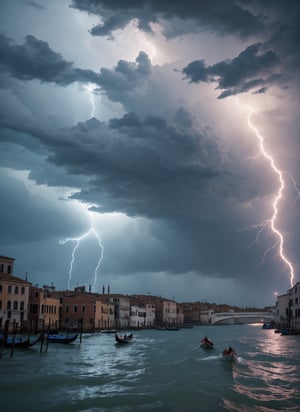 photo of big thunder storm over ((in venice, at the river,)) lightning thunders, ((covered in electricity)), unleashing a powerful lightning attack, lightning bolts surging throughout  lora:locon_conceptlightning_v1_from_v1_64_32:1, lghtnngprsn, natural lighting,  by Henri Cartier-Bressoncinematic, intricate details, 32K, UHD, HDR, ultra-realism, action background (heavy damage and debris), ultra-detailed, 32k, intricate, cinematic composition, IMAX, stunning image, trending, amazing art, cinematic color grade, dramatic lighting(lightning), electrical surges, covered in electricity,lghtnngprsn,lightning