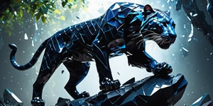 photorealistic, natural light, ultra HDR, 4k, 8k, 16k, high quality texture, A full body photograph with realistic style portrays, Extremely beautiful , well done, a detailed image of (a Fantasy large Cristal panther) made of pieces of broken Cristal, which can be glimpsed in the darkness, like a nightmare made of dark oily crystals ,intent on leaping with a wide-legged, jaws-open attack towards observation , its jaws gleaming and claws quivering
ultra-realistic detail, Ultra detailed, The composition imitates a cinematic movie, The intricate details, sharp focus, perfect body proportion, full body seen from afar, realistic shade, soft lights