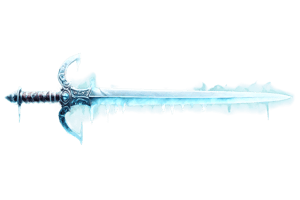 a sword,ice, smoke