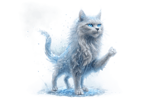 photo of Stunning ice cat jumping forward (made_of_ice:1.3),  photo of the most beautiful artwork in the world, High Detail, best quality, glass art, magical holographic glow,x-ray, transparent background,  PNG Assets,faize,  Gaming Items  with PNG Game Assets, side view, ice smoke, 