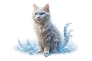 photo of Stunning cat jumping forward (made_of_ice:1.3),  photo of the most beautiful artwork in the world, High Detail, best quality, glass art, magical holographic glow,x-ray, transparent background,  PNG Assets,faize,  Gaming Items  with PNG Game Assets, side view, ice smoke, 