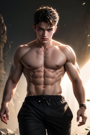 best quality, masterpiece,	(muscular European guy) (30year old:1.5),	(fantasy theme:1.2), 16K, (HDR:1.4), high contrast, bokeh:1.2, lens flare,	Full length view,	beautiful and aesthetic, vibrant color, Exquisite details and textures, cold tone, ultra realistic illustration,siena natural ratio, anime style, 	Straight black hair,	black suit, black pants, dynamic movement: walking, ((full view:1.4)), muscular

ultra hd, realistic, vivid colors, highly detailed, UHD drawing, perfect composition, ultra hd, 8k, he has an inner glow, stunning, something that even doesn't exist, mythical being, energy, molecular, textures, iridescent and luminescent scales, breathtaking beauty, pure perfection, divine presence, unforgettable, impressive, breathtaking beauty, Volumetric light, auras, rays, vivid colors reflects.,hdsrmr,handsome italian boy