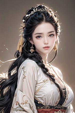 Natural Light, (Best Quality, Masterpiece), (((perfect anatomy))), (beautiful and detailed eyes), (realistic detailed skin texture), (detailed hair), (Fantasy aesthetic style), (realistic light and shadow), (real and delicate background), ((upper body)), 1girl, A lady with long black hair, Tang Dynasty Clothing, (sideboob:1.2)
