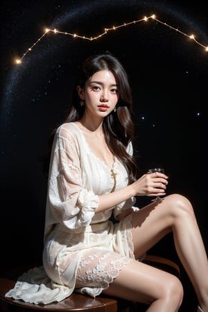 Agirl,A constellation master,Magician's Clothes,sitting