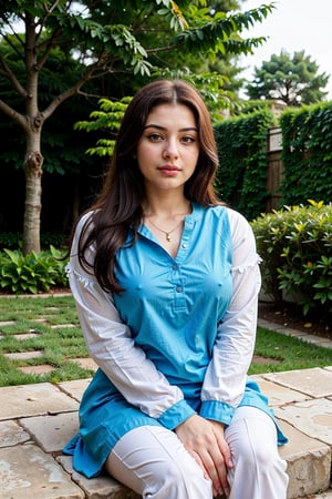 There a 22 year old woman isma young beautiful eyes thick and blue
Pakistan woman, face features like Maryam nawaz sharif, Standing looking into the camera, portrait causal photo,. Realism,Realism,Portrait
,Raw photo.Sitting in the garden is a lush garden.Clothes shalwar kameez head dupatta.Sitting by the sea