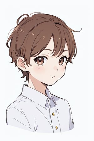 best quality, solo_male, brown hair, big brown eyes, cute,1guy,portrait, flat colors, best quality, aesthetic  (kawaii style), pastel colors, kawaii, cute colors,