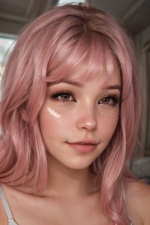  masterpiece, high quality, realistic aesthetic photo ,(HDR:1.4), pore and detailed, intricate detailed, graceful and beautiful textures, RAW photo, 8K, (bokeh:1.1),  natural and soft lighting, head lighting, cool tone, focus on girl, Belle Delphine, portrait foto, passport foto,
nordic-1girl, beautiful face, neutral look, thoughtfull look, beautiful pink wavy hair (pink hair), curl dull bangs, beautiful brown eyes, smooth fair skin, juicy lips, flushed cheeks, eye_shadow, make-up,
high detailed, ultra detailed, Subsurface scattering, 
high resolution, world-class official images, impressive visual, perfect composition,gem,REALISTIC, portrait photo, looks straight to the viewer,


