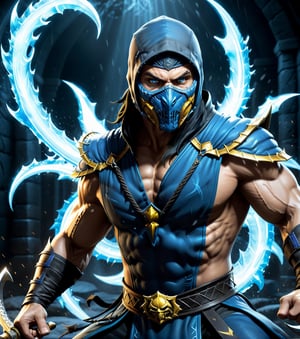 ((Game cover in 4K resolution, aggressive and realistic style, with a focus on dramatic lighting and strong contrasts)). | Two iconic Mortal Kombat figures, Scorpion and Sub-Zero, face off in an epic battle, surrounded by a dark and mysterious environment. Scorpion, with his yellow and black costume, glowing eyes and his characteristic spear attached to the rope, takes an aggressive stance, while Sub-Zero, in his ice blue outfit and cold eyes, is ready to fight with his ice blades. | In the background, a mystical portal illuminates the scene with rays of light, suggesting the connection between the kingdoms and the battles to come. | A dynamic, tilted perspective, with a low angle, highlights the intensity of the confrontation and the characters' sense of power. | Striking lighting and shadow effects, with light highlights on weapons and costume details, create an impactful contrast and emphasize the fighting atmosphere. | A powerful and exciting representation of the eternal rivalry between Scorpion and Sub-Zero on the cover of the Mortal Kombat game for PS3. | ((perfect_composition, perfect_design, perfect_layout, perfect_detail, ultra_detailed, enhance_details, correct_imperfections)), More Detail, Enhance, more detail XL, Enhanced All