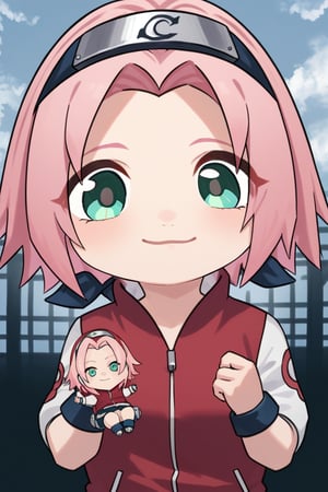 score_9,score_8_up,score_7_up,source anime,very detailed illustration, 1girl,haruno sakura, pink hair, short hair, green eyes,chibi

