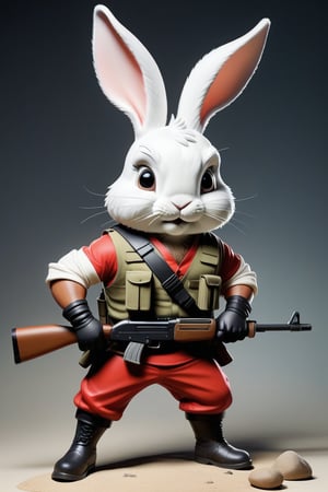 Cute Anthropomorphic rabbit dressed like Rambo