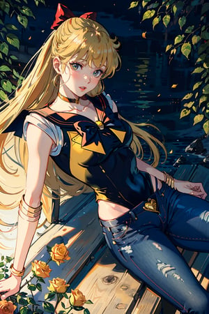 Yellow Roses  Sailor Venus in Black Jeans
,venus_a,sailor venus