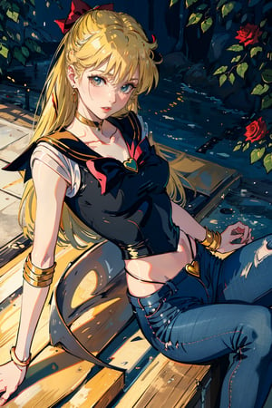 Yellow Roses  Sailor Venus in Black Jeans
,venus_a,sailor venus