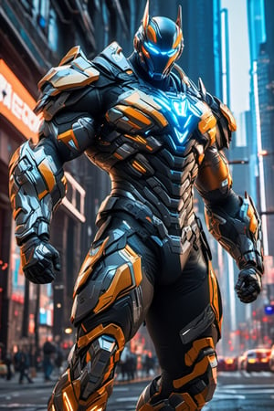 full body, facing camera, hero pose, looking at viewer, [Flash] 3D rendering, muscles, highly detailed eyes, perfect body, detailed with armor and neon cybernetics Light and black, day city background, intricately detailed , hdr, 8k, subsurface dispersion, specular lighting, high resolution, octane rendering, neon ray tracing,