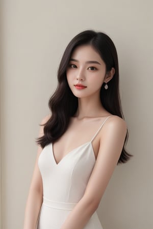 prioritize a slim figure, dewy skin, v-shaped jaw, pale and Brown glowing   skin, straight eyebrows, and smooth skin eyes black hair medium length small face Indokorean  girl,<lora:659095807385103906:1.0>