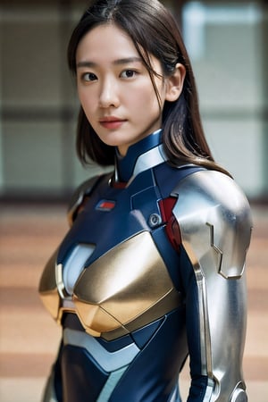 perfect prompt word,exquisite texture in every detailfinely detailed,highres 16k wallpaper,ultra highres,masterpiece,ultra realistic,The atmosphere is captured in high grain, reminiscent of ISO 800 film with wide angle.real girls, photorealistic,REALISM,Ironman suit,medium breasts,hamabe,bbmb