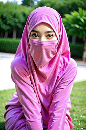 young beautiful girl in hijab naked covering her mouth, sexy beautiful body perfect pink vagina