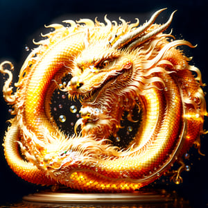 Chinese dragon made entirely of yellow crystal, shimmering and glowing, intricate yellow crystal texture, majestic and vibrant, radiant yellow hues, sparkling with light, by FuturEvoLab, (masterpiece: 2), best quality, ultra highres, original, extremely detailed, perfect lighting, fantasy theme, magical aura,Katon