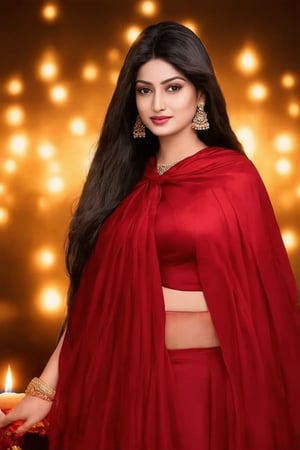 (((score_9, score_8_up, score_7_up, best quality, 4K, 8K, high-resolution, masterpiece, ultra-detailed, realistic, photorealistic, soft light, full-body_portrait))),(((Portrait of A confident-looking indian woman with long flowing hair, celebrating Diwali festival, hazel eyes, diwali background, lighting background,with flowing capes, celebrating Diwali,full body ,perfect composition, hyperrealistic, super detailed, 8k, high quality, trending art, trending on artstation, sharp focus, studio photo, intricate details, highly detailed))),(((high resolution, extremely sharp, ultra-real, extremely detailed, an ultra-realistic photograph captured with a Sony α7 III camera, equipped with an 85mm lens, depicting, The image, taken in high resolution.))) 